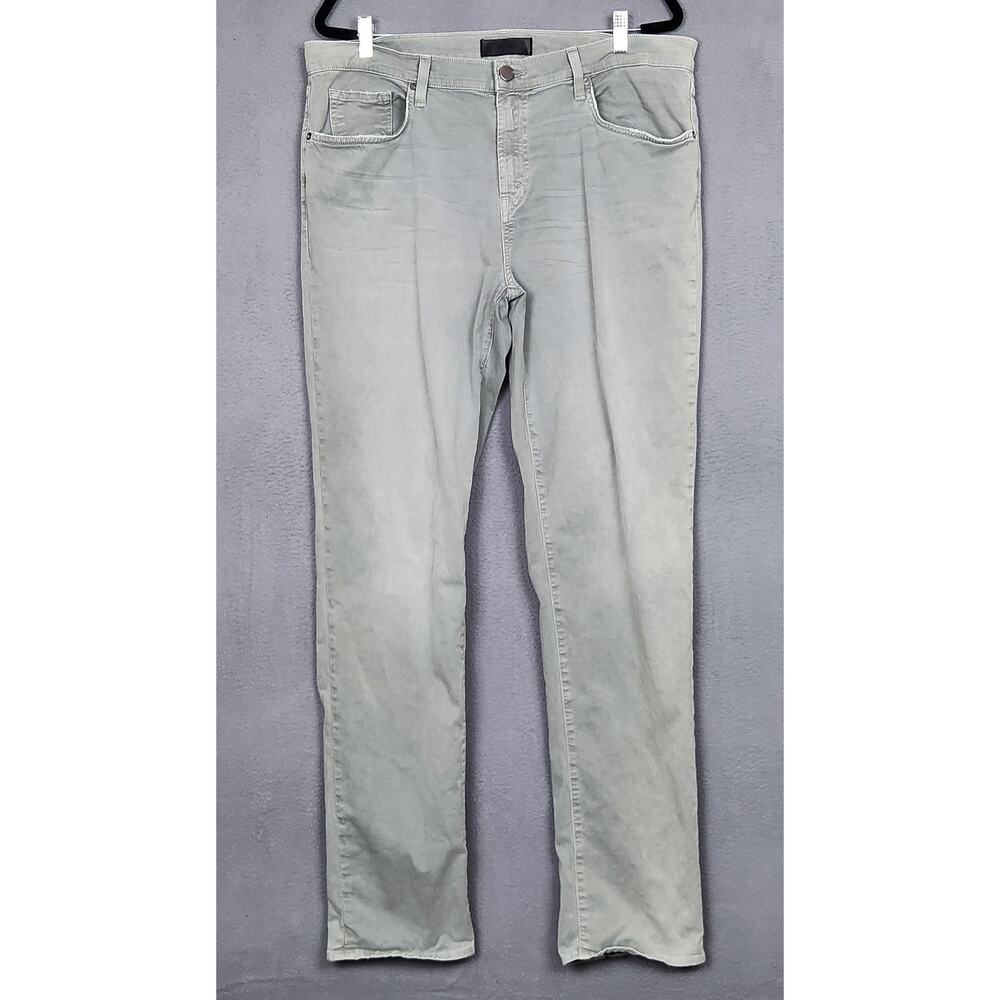J BRAND Tyler Jeans Mens 38X34 Green Thrashed Grit Slim Fit Stretch Denim